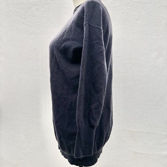 Fabiana Filippi Two Tone Gray Navy Sweater S Merino Silk Cashmere Chain Detail - Picture 7 of 12